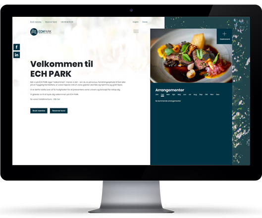 Website, der formidler et hotel og konferencecenters flotte rammer og beliggenhed